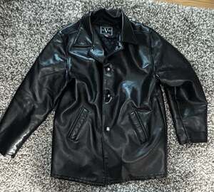 Alta Moda Made in Italy Black Faux Leather Button Front Jacket XL